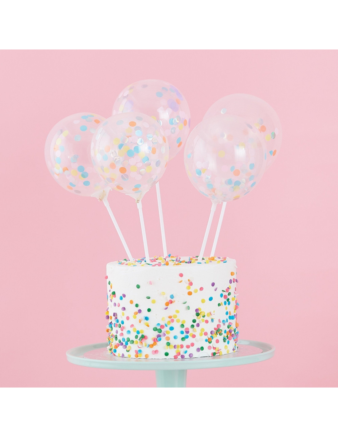 5 Cake Toppers Mini Ballons Confettis Pastels Les Bambetises