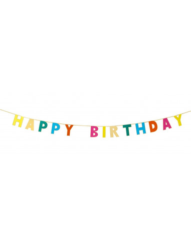 Guirlande Happy Birthday Multicolore Bordure Doree Les Bambetises