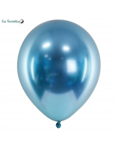 10 Ballons de Baudruche Chrome Bleu
