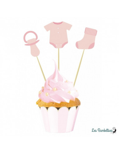 3 Cake Toppers Baby Shower Fille