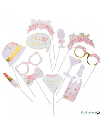 10 Accessoires Photobooth Baby Shower Rose Gold - Les Bambetises