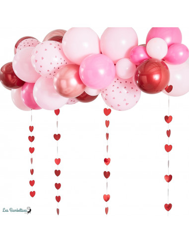 Partydeco Ballon de baudruche Guirlande rose 2 m, 60 ballon