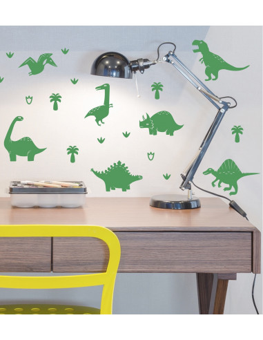 Stickers Muraux Dinosaures Verts Pom le Bonhomme