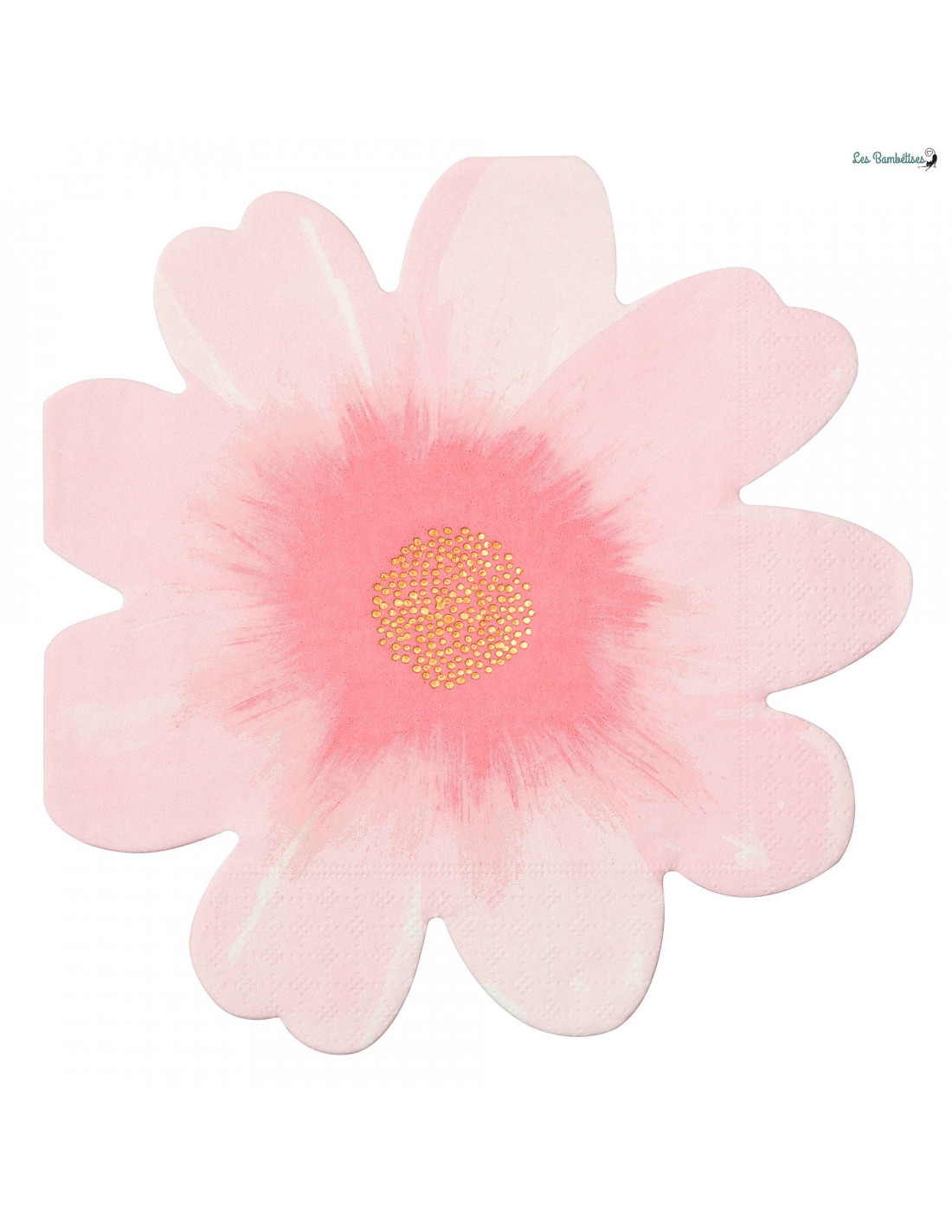 16 Grandes Serviettes Fleurs Happy Birthday Rose Gold - Les Bambetises