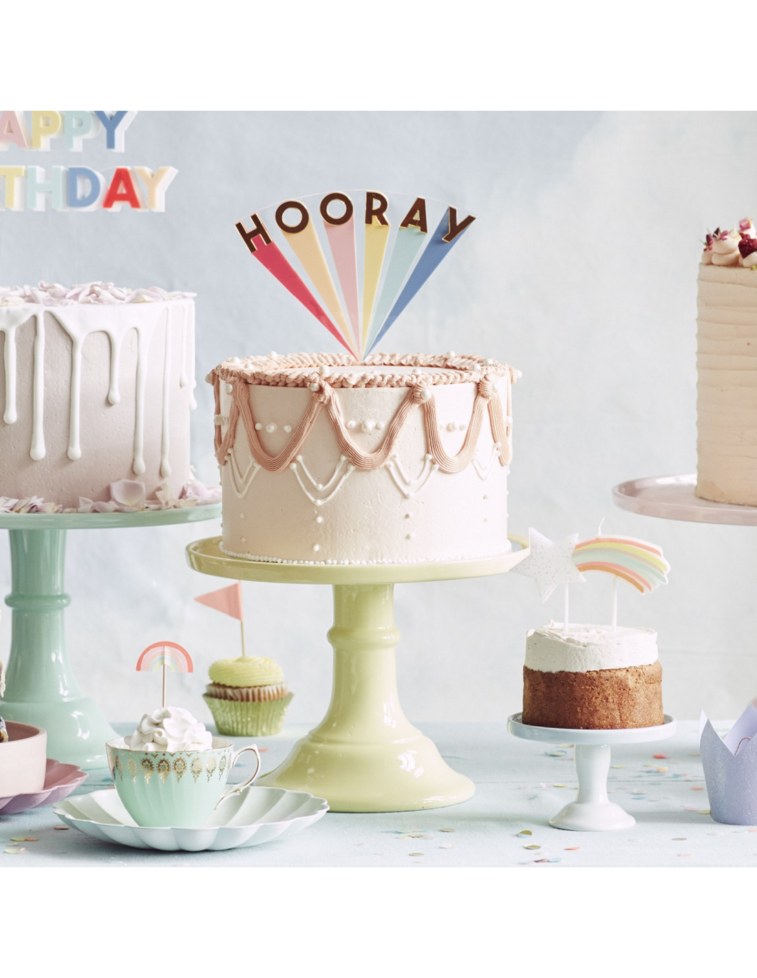 Topper pour décoration de gâteau anniversaire Arc-en-ciel