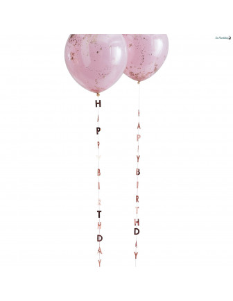 5 Queues De Ballon Happy Birthday Rose Gold Les Bambetises