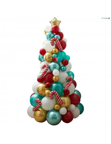 Kit Sapin de Noel en Ballons Verts Rouges Or - Les Bambetises