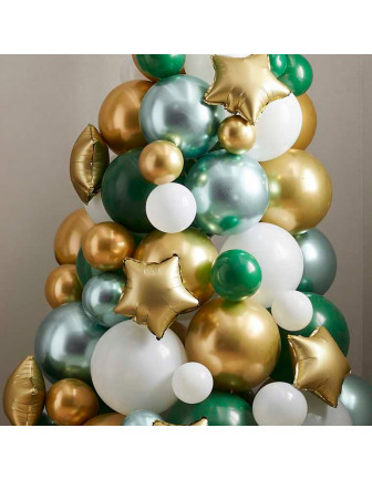 Kit Sapin de Noel en Ballons Verts Blanc et Or - Les Bambetises
