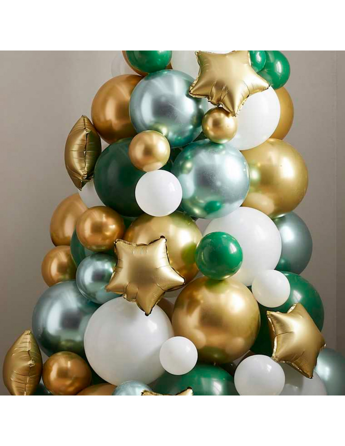 Kit Sapin de Noel en Ballons Verts Blancs et Or