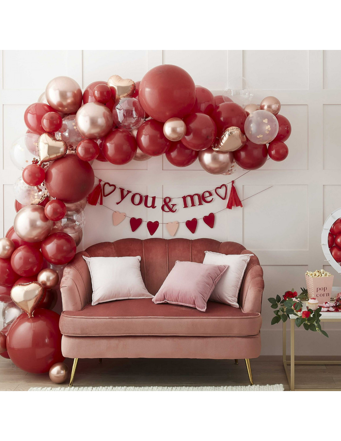 Kit Arche 75 Ballons Rouge et Rose Gold - Les Bambetises