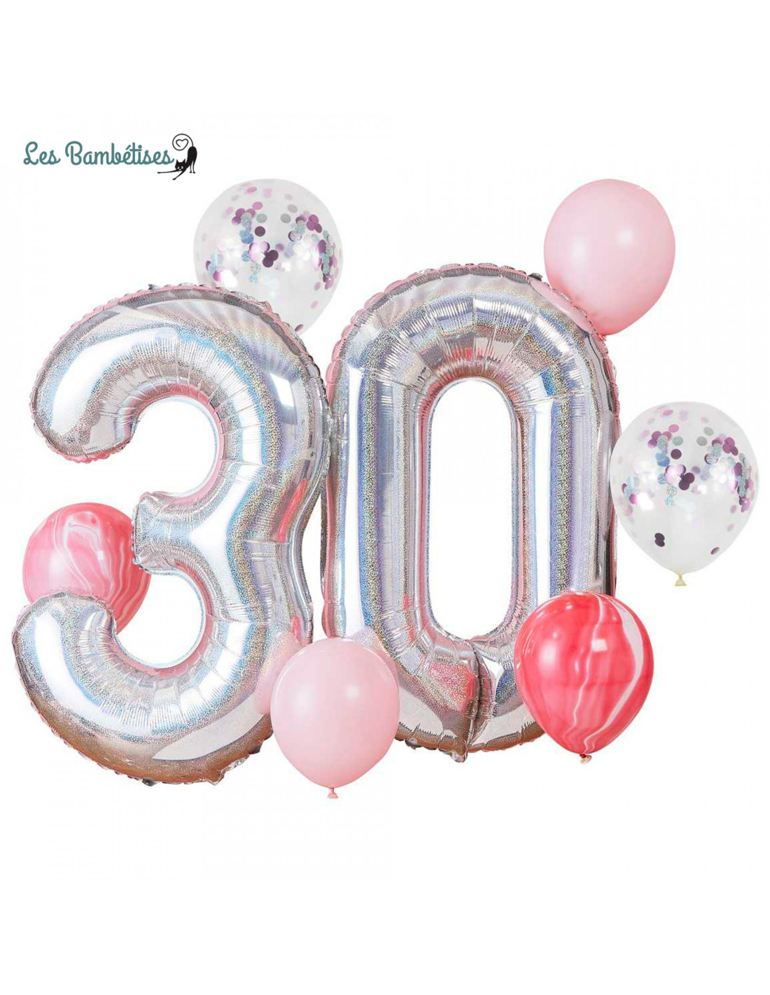 BALLON ANNIVERSAIRE 30 Ans Rose - 101 CM Ballon Chiffre + Happy
