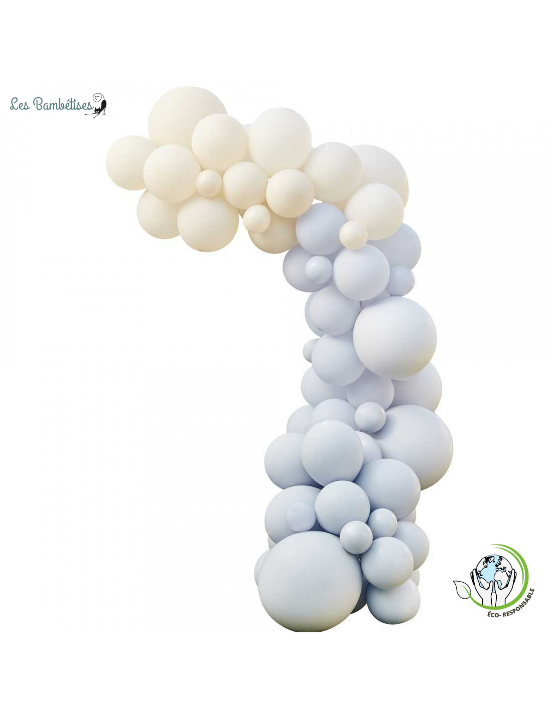 Kit Guirlande Ballons Blancs & Or,Rosaces,Boules Papier - Les Bambetises