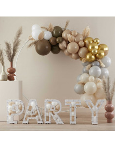Arche de ballons bohème : 75 ballons roses et beiges et fleurs de pampa -  décoration mariage, anniversaire, baby shower