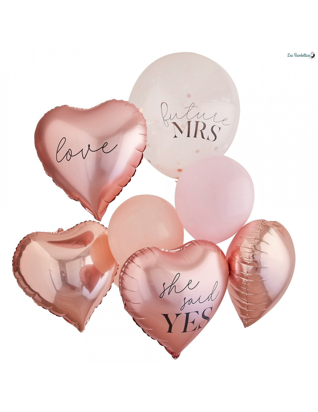 Kit 9 Ballons Evjf Coeurs, Confettis, Unis - Les Bambetises