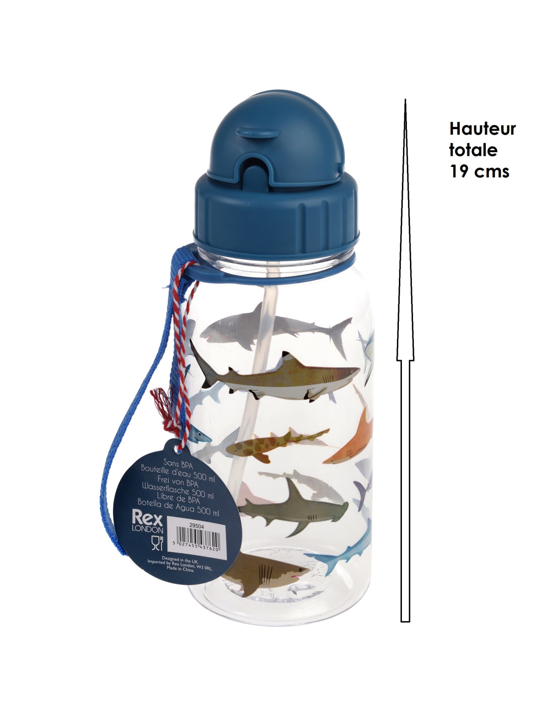 Gourde paille inox isotherme 350ml - Requin
