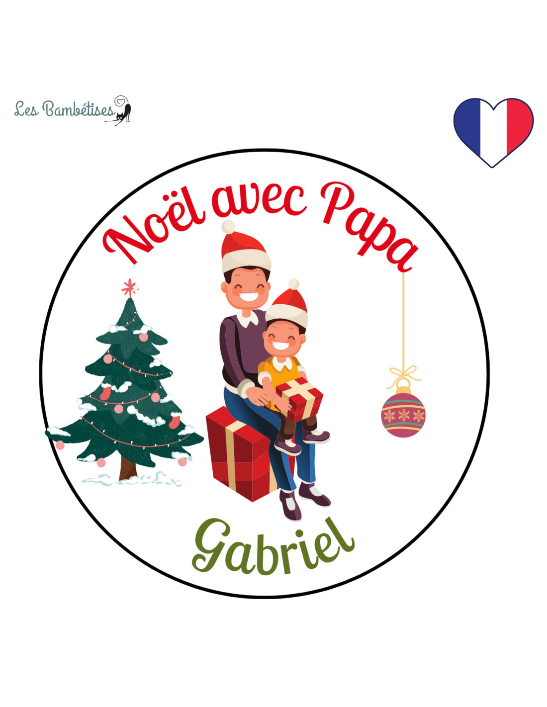 Badge Personnalisé Papa Cadeau Invité Noël