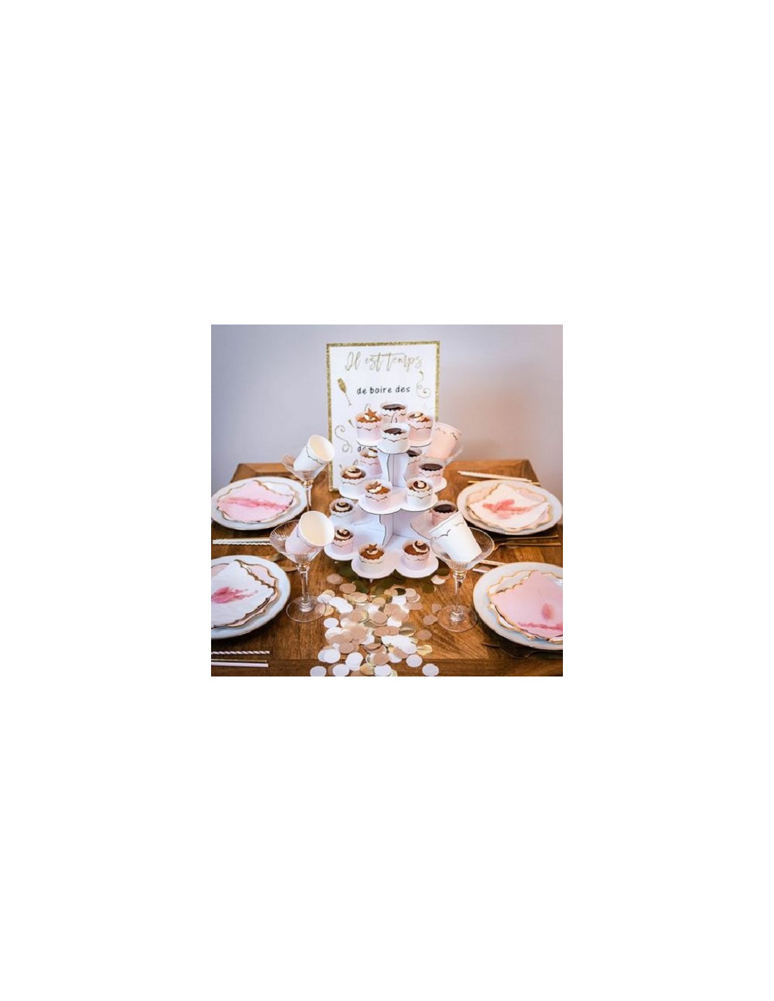 Assiettes jetables en papier de fête 25 pièces blanches roses et dorées -  DIAYTAR SÉNÉGAL