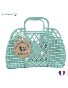 Panier de Pâques avec oreilles personnalisé - Lapin rose - Ourson