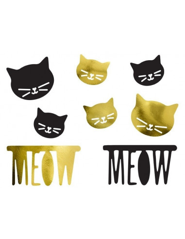 8-decorations-papier-chat-et-meow-noir-et-or-decoration-anniversaire-chat