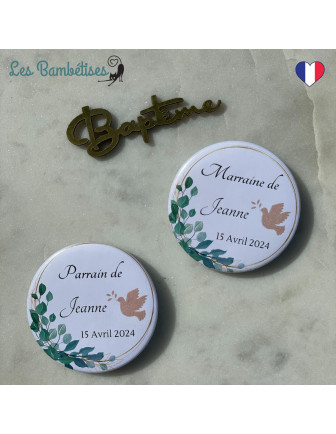 Badge Parrain Marraine - Badge bapteme original - Badaboum