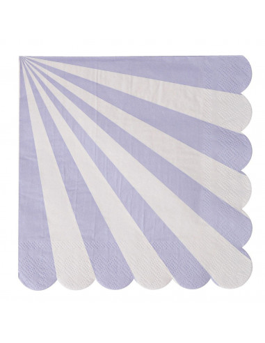 20 grandes serviettes rayures lavande et blanc Meri Meri