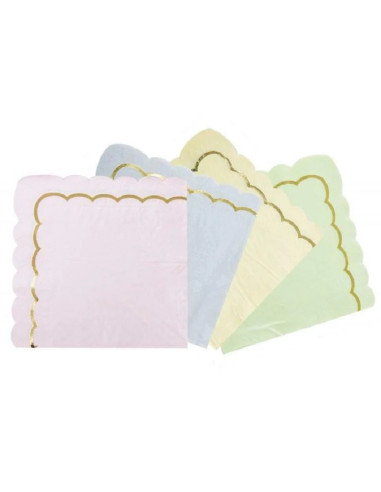 16-serviettes-pastels-assorties-bordure-doree