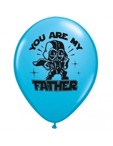 4 ballons bleus Star wars avec dessin et écriture "You are my father"