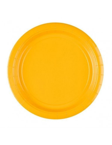 8 assiettes en carton coloris jaune 23cms