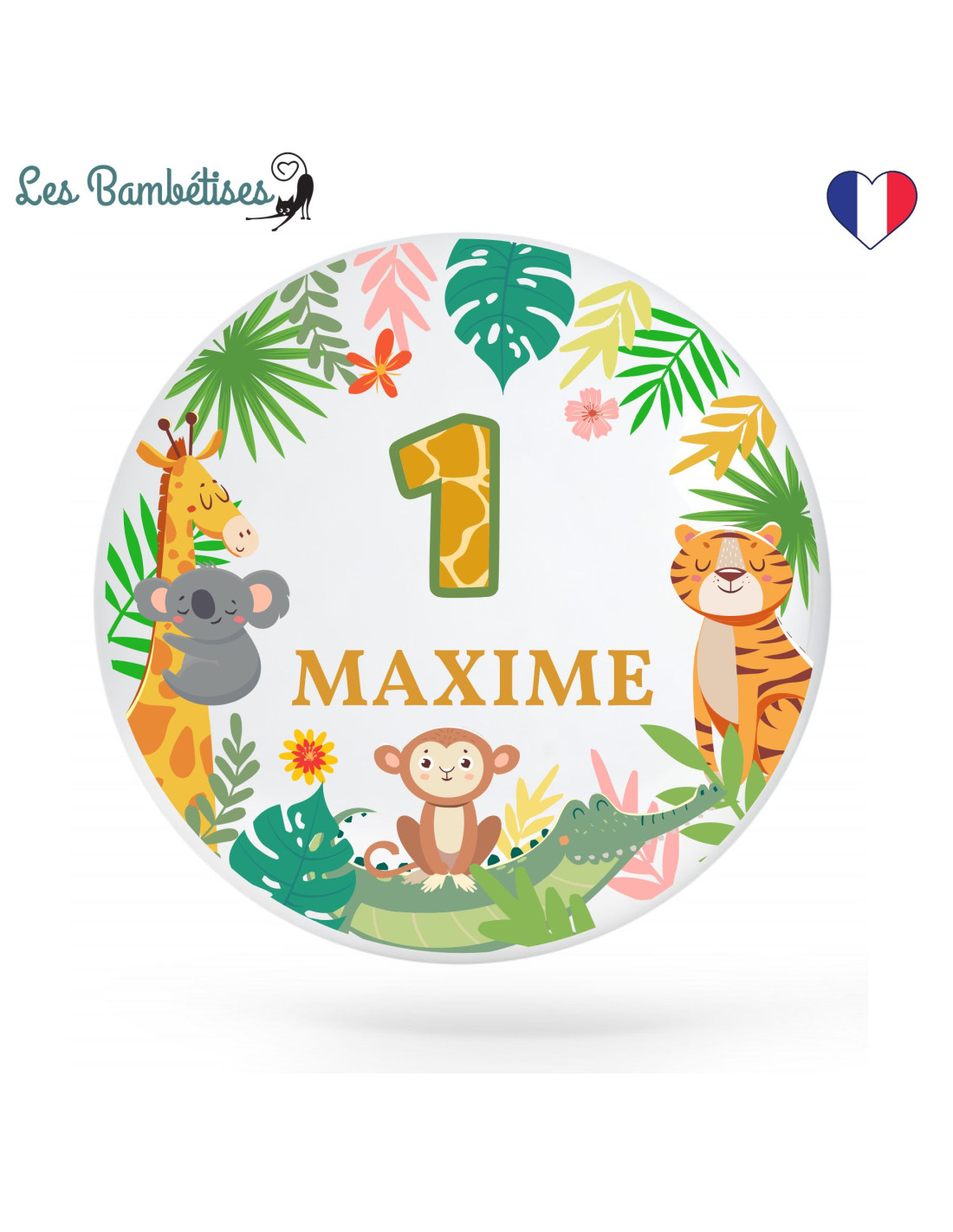12 Stickers Anniversaire Jungle Personnalisé - Les Bambetises