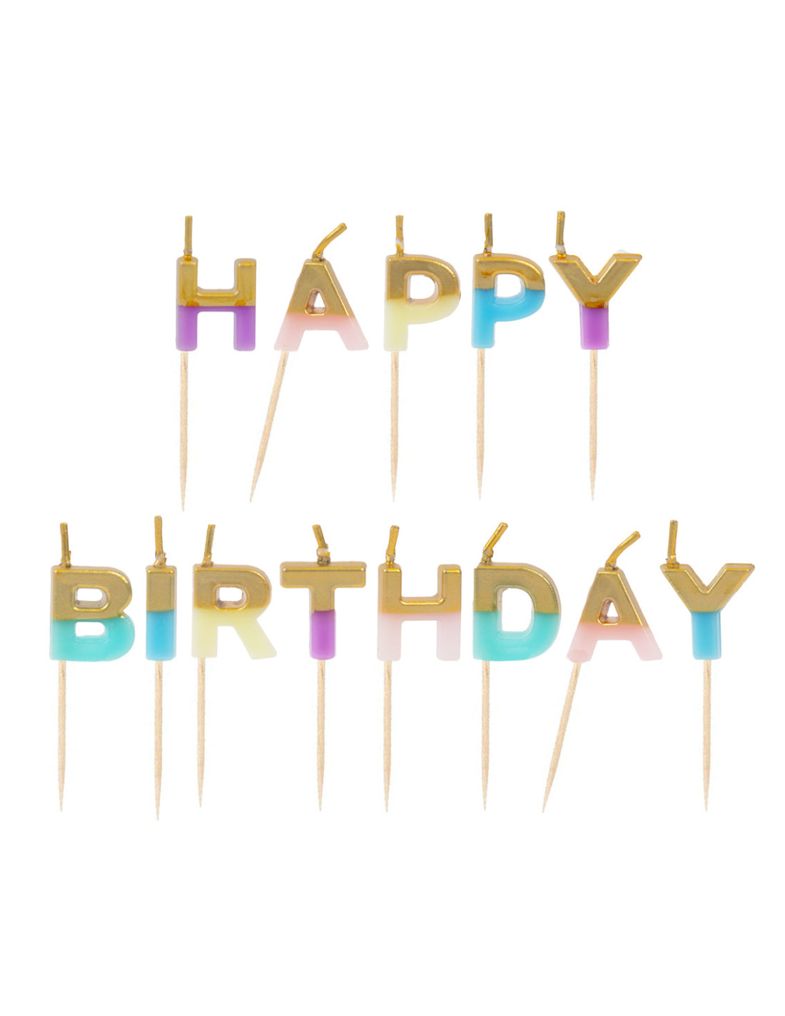 Bougies Happy Birthday Pastels & Or - Les Bambetises