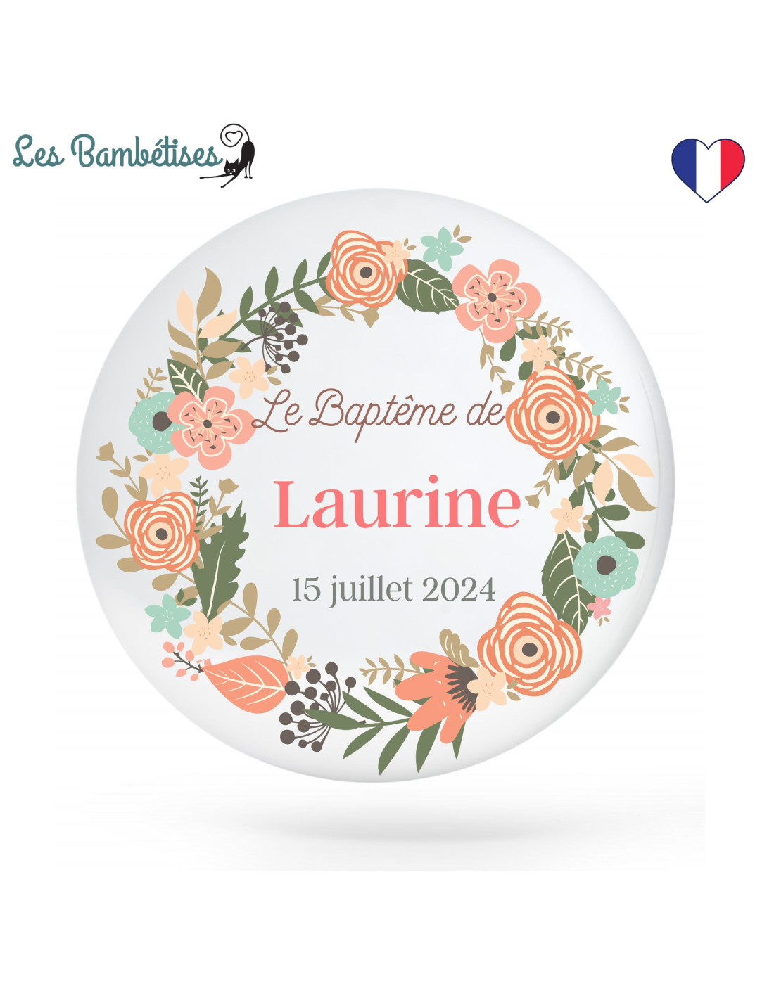 Sticker personnalisé au prénom bébé fleurs bohème chic