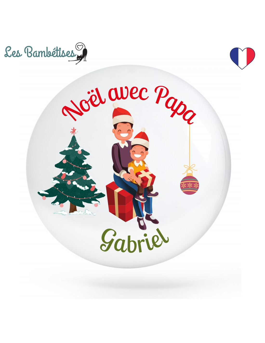 Badge Personnalisé Papa Cadeau Invité Noël - Les Bambetises