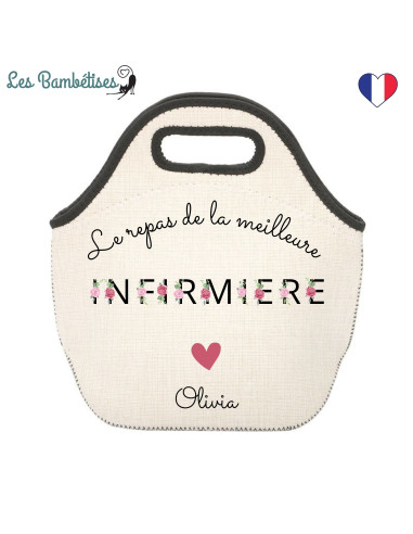 sac-isotherme-repas-personnalise-infirmiere-lettres-fleuries-Cadeau-infirmière-diplômée