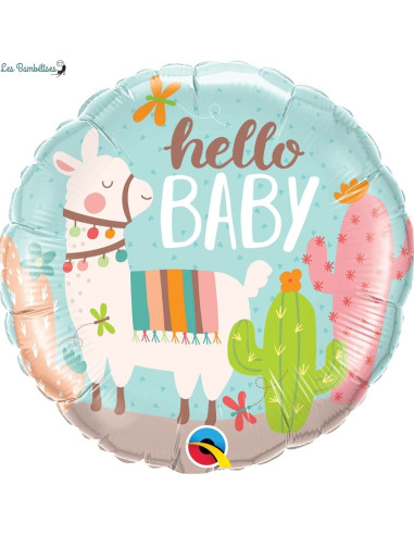 ballon-lama-hello-baby-en-alu-46-cm