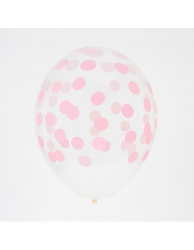 5 ballons transparents imprimés pois rose pastel my little day