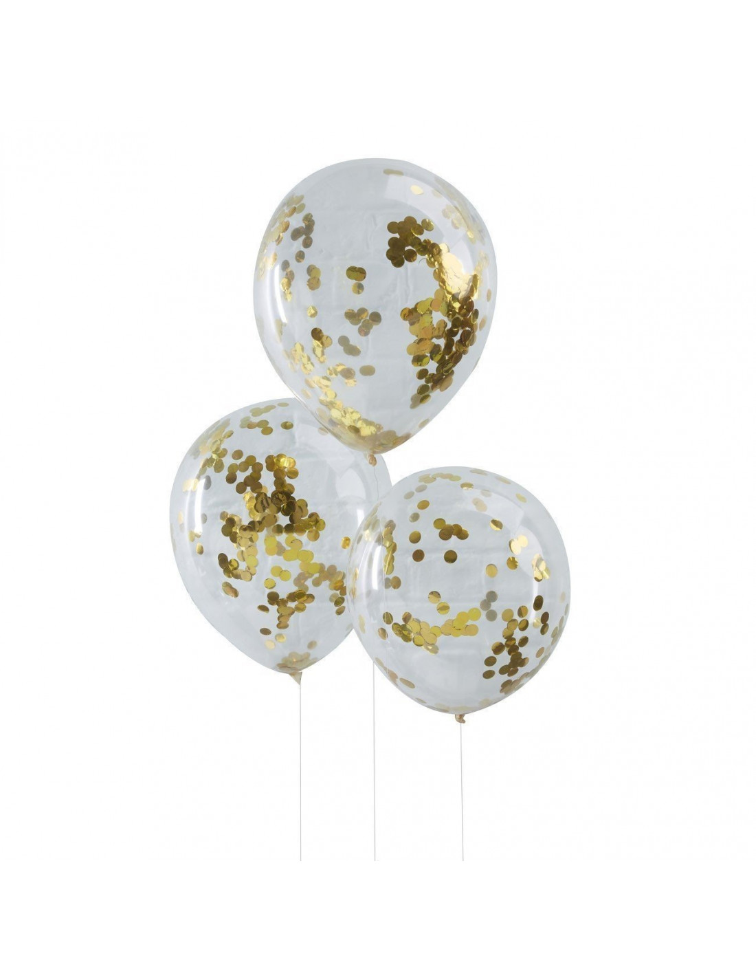 Ballon transparent confettis noir, doré or et blanc REF/42962