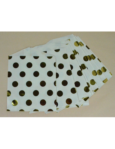 10 pochettes en papier blanc avec pois dorés brillants