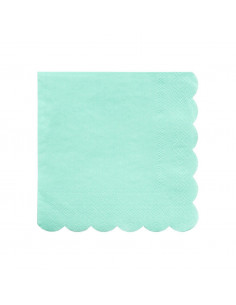 20 petites serviettes vert menthe bordure frise meri meri