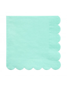 20 grandes serviettes vert menthe bordure frise meri meri