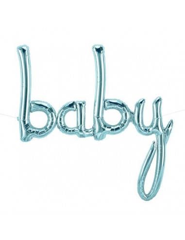 Ballon métallique bleu ciel écriture "baby"