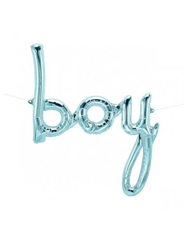 Ballon métallique bleu ciel écriture "Boy"