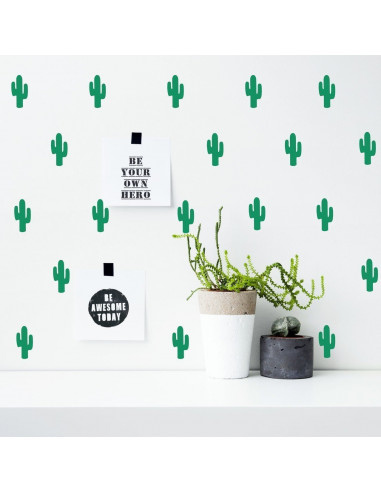 Stickers muraux cactus verts Pom le bonhomme