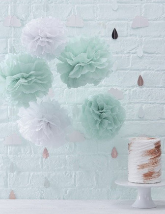Pompons, Lampions Déco Baby Shower